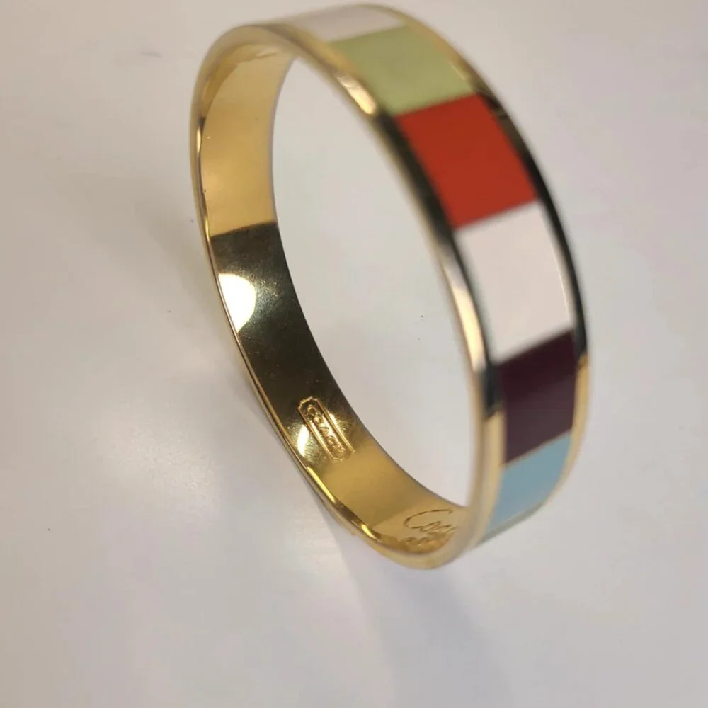COACH VIntage 65th anniversary multicolor striped bracelet /bangle gold - Picture 5 of 5